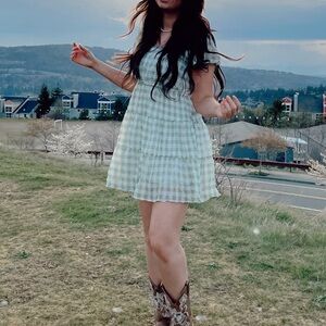 Mine Green Plaid Dress